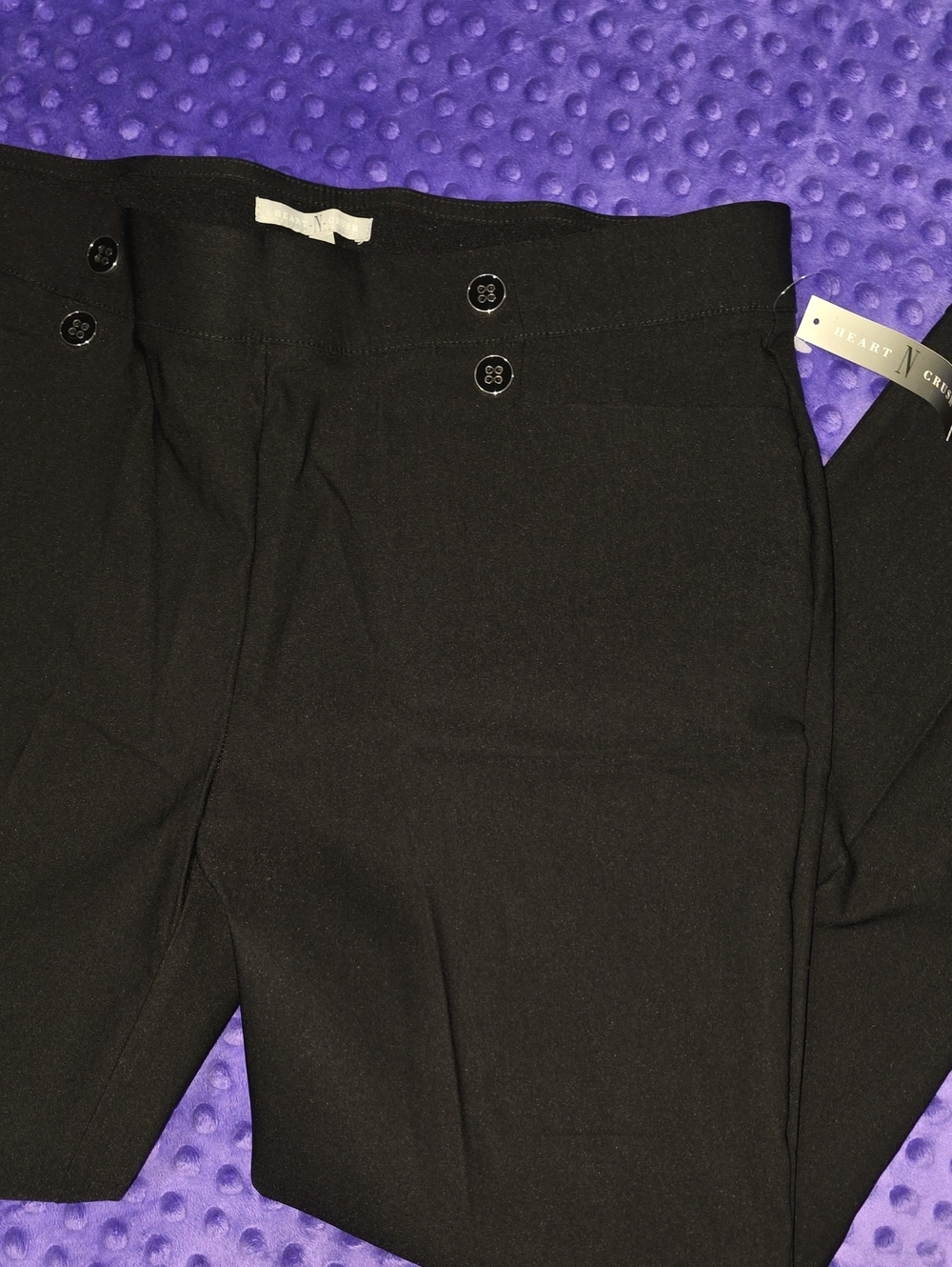 Heart N Craft Black Ankle Crop Pants with Double Button Waist